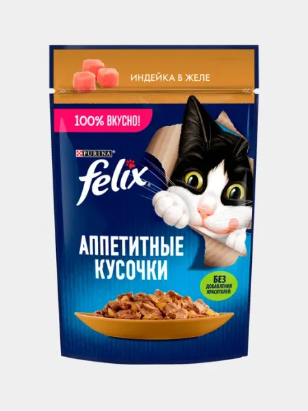 FELIX Влажный корм для кошек с индейкой в желе 5 шт