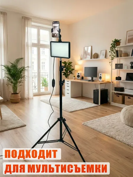Светодиодная LED панель RAG с держателем телефона на штативе MC для съемки