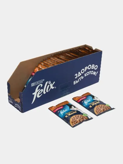 Влажный корм Felix для кошек, курица в желе с морковью, 75 гр