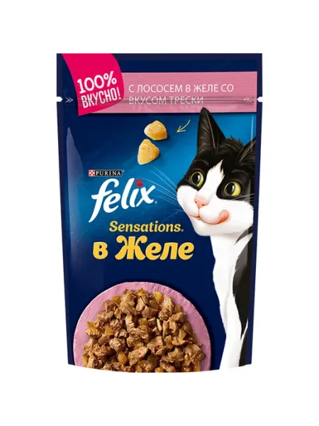 FELIX Влажный корм для кошек с лососем в желе 5 шт