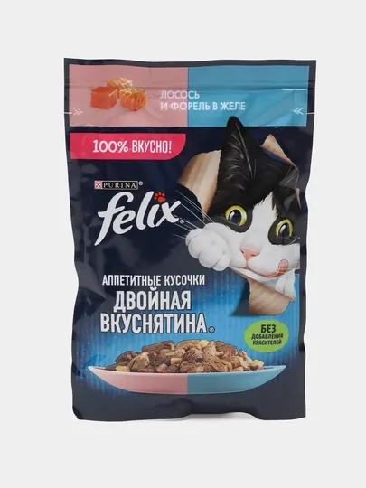 Влажный корм Felix для кошек , лосось и форель в желе , 75 гр