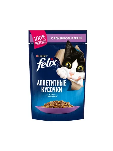 FELIX Влажный корм для кошек с ягненком в желе 5 шт