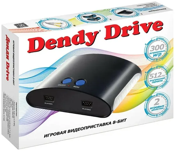 Игровая приставка Dendy Drive 300 игр, черный