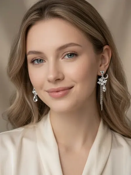 Серьги гвоздики с подвесками Moon Jewelry