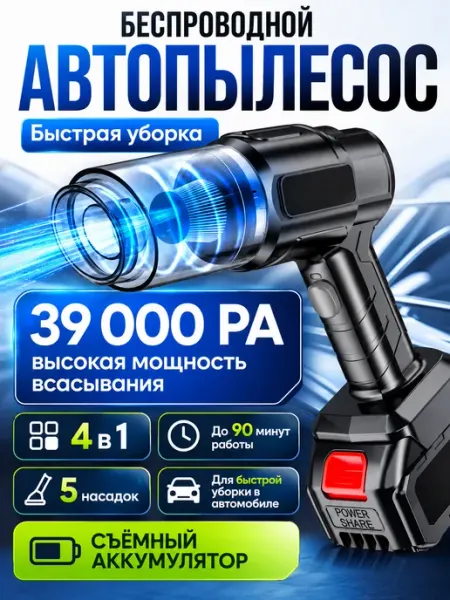 Автомобильный пылесос беспроводной аккумуляторный АЕРИКС