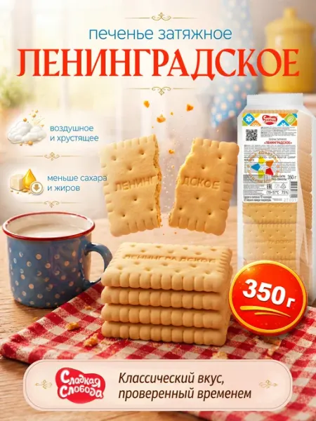 Сладкая слобода Печенье затяжное Ленинградское 350 гр