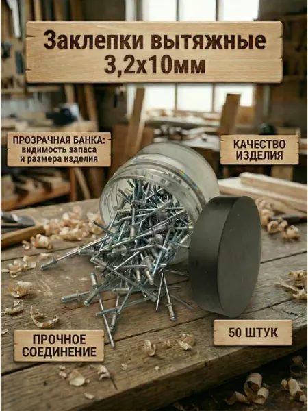 Заклепка вытяжная алюминий оцинкованная сталь 3.2x10 50 шт Микс.