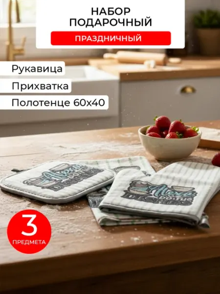 Подарочный набор варежка фартук прихватка