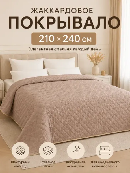 Покрывало 210х240 стеганое на кровать на диван Велора Хоум