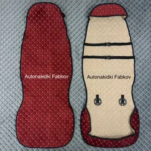 Накидки/Чехлы на сиденья из стёганного велюра с противоскользящей силиконовой основой и навесной головой , цвет КРАСНЫЙ для Volvo FH12 /Volvo FH13/Volvo FH16