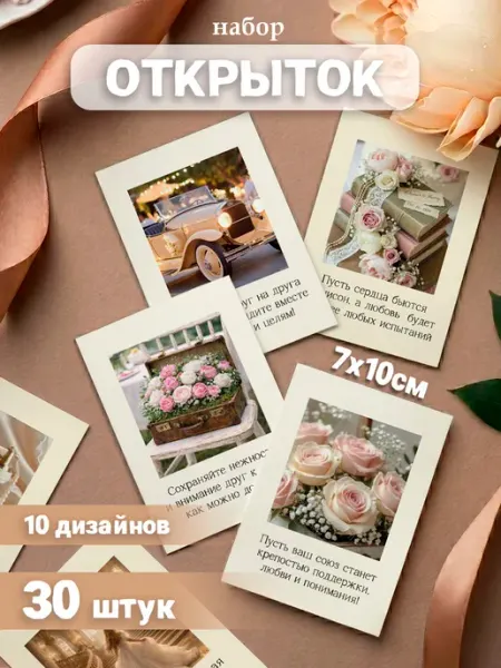 Открытки мини на свадьбу с пожеланиями розовые Pank.serg