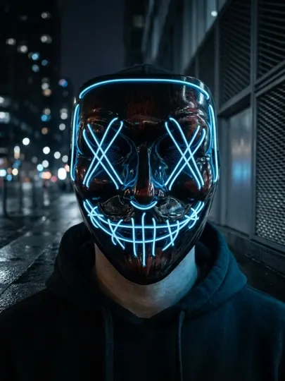 Светящаяся LED маска на лицо, неоновая маска для вечеринки и фотосессии - Карнавальные товары