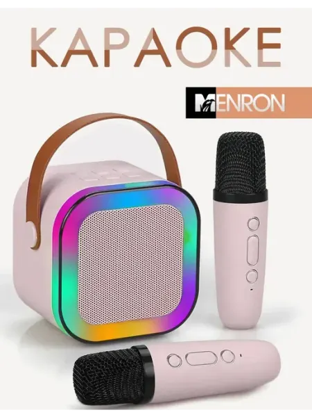 Колонка с микрофоном розовый Menron