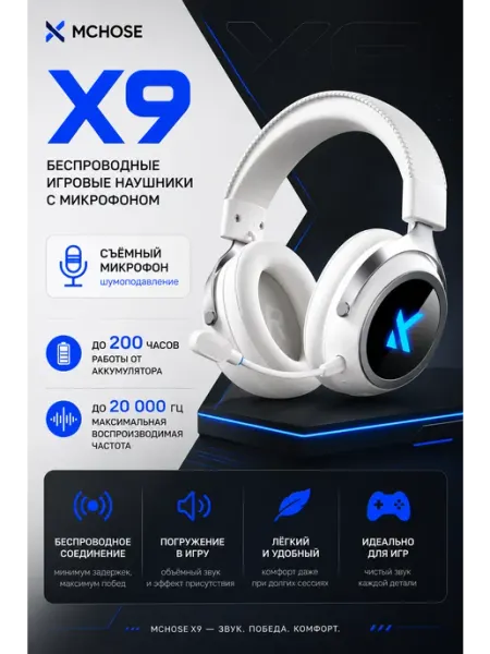 Наушники беспроводные игровые с микрофоном MCHOSE