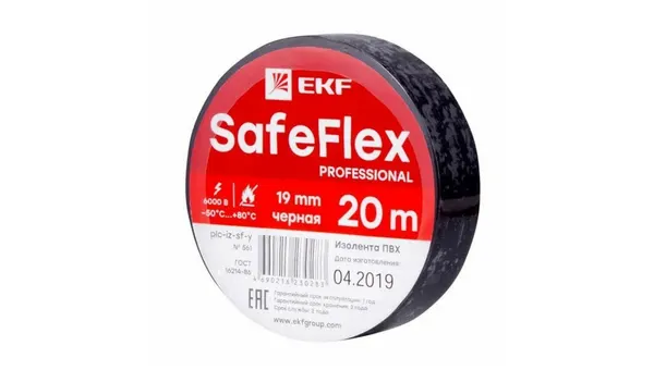 Изолента ПВХ 19мм (рул.20м) черн. SafeFlex EKF plc-iz-sf-b