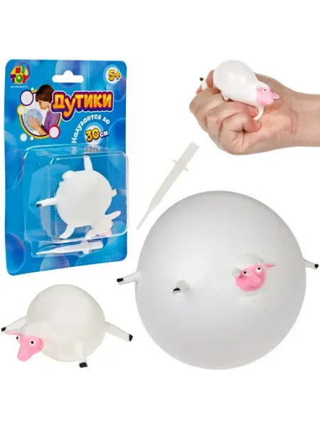 Игрушка надувной антистресс Дутики Овечка размер 30 см 1TOY