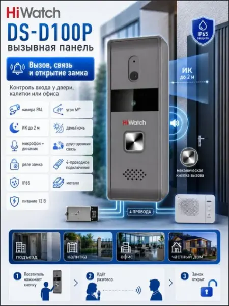 DS-D100P, вызывная панель HiWatch