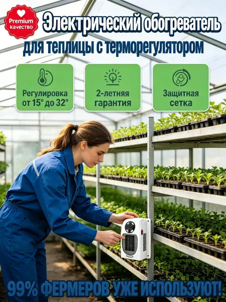 Тепловой обогреватель для теплицы с защитной решеткой