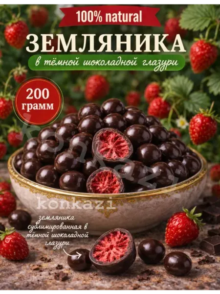 Земляника в темной шоколадной глазури konkazi