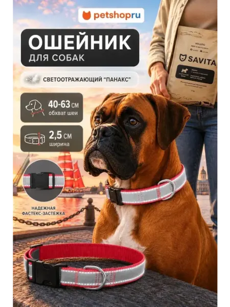 Ошейник для собак светоотражающий "Панакс" 40-63 см Tappi PetShop