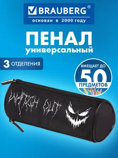 Пенал тубус школьный мальчику, подростку, 3 отделения Brauberg