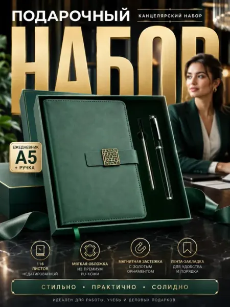 Подарочный набор ежедневник с ручкой учителю для женщины КСАНДРА
