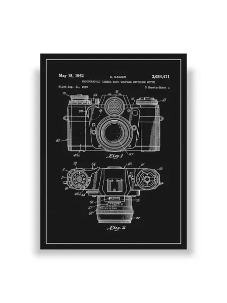 Постер, интерьерный "Фотоаппарат (патент)" Арт-Плакат