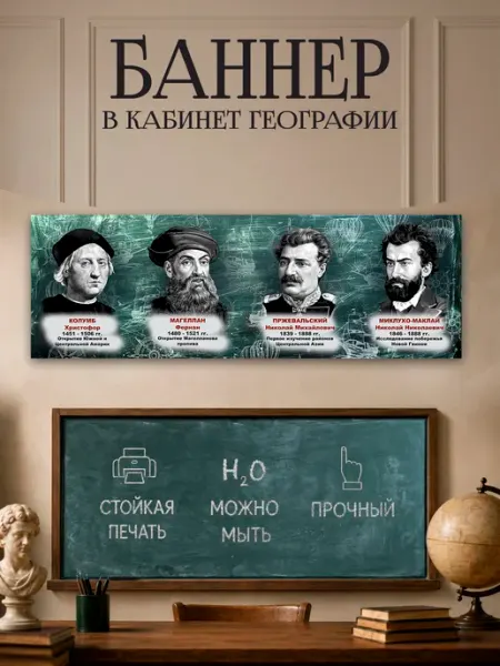 Плакат-баннер в кабинет географии "набор 1" 50*150см Dream Wall