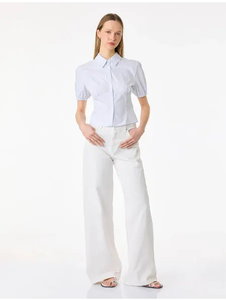 KOTON Рубашка в полоску с коротким рукавом Slim Fit