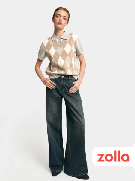 Zolla Джинсы широкие Wide loose fit с состаренным эффектом