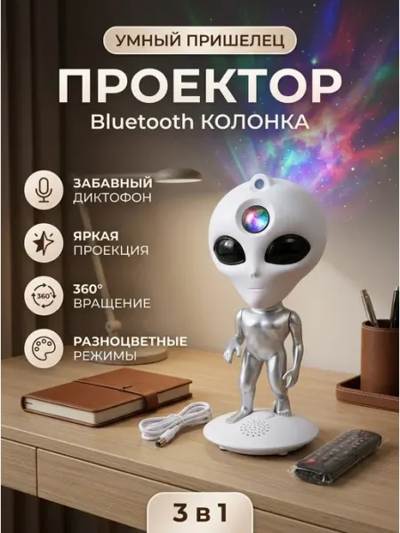 Ночник проектор космонавт звездное небо пульт ДУ Lightning Design