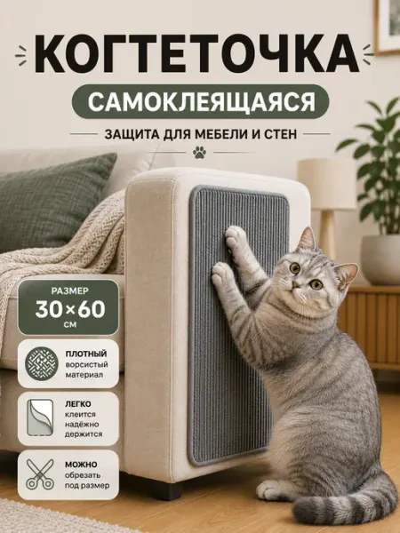 Самоклеящаяся когтеточка для кошки настенная угловая NeroO