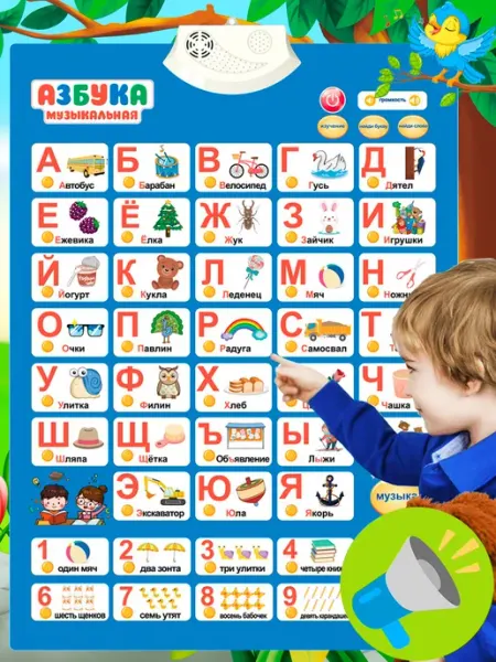 FivePlus Азбука говорящая русский алфавит плакат для малышей