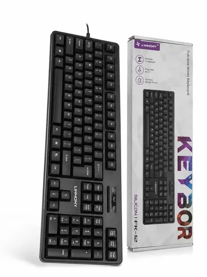 Проводная клавиатура LINMONY FK-12, черная силиконовая keyboard