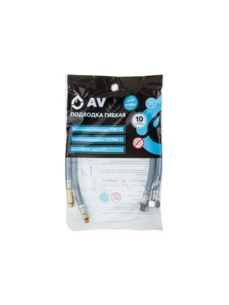 Подводка гибкая, иголка м10 - гайка 1 2" 40 см AVE21840 AV engineering
