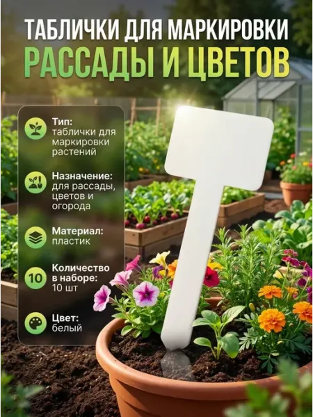 Таблички для растений маркеры для рассады и цветов 10 шт