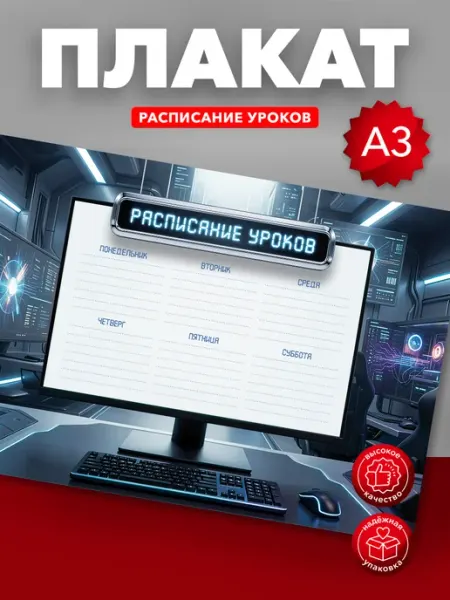 Расписание уроков для мальчиков А3 Yeskizz плакат