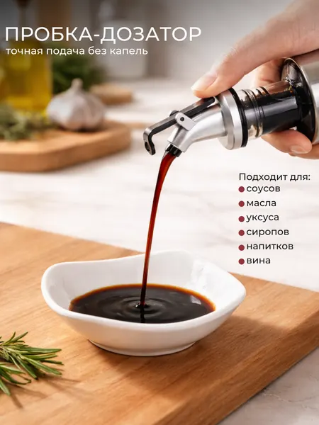 Дозатор для сиропа, растительного масла, вина, соуса, барных напитков, пробка с дозатором и крышкой для бутылки, струер, гейзер