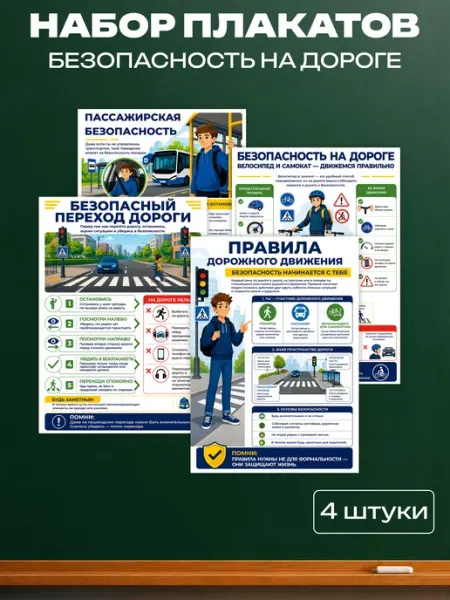 Набор плакатов А4 для школы Безопасность на дороге Школа и точка