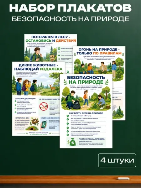 Набор плакатов А4 для школы Безопасность на природе Школа и точка