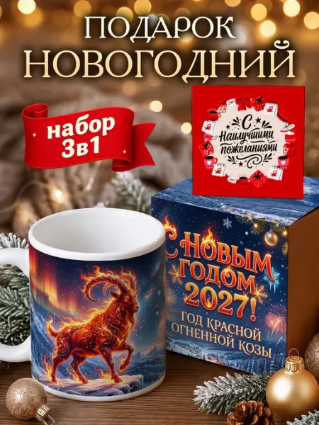 Кружка новогодняя год красной огенной козы RedPony