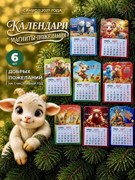 Календарь магнит на 2027 год отрывной набор 6 шт сувенир