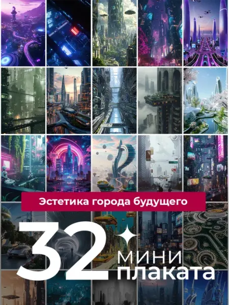 Постеры Эстетика города будущего. 32 штуки AVAIL