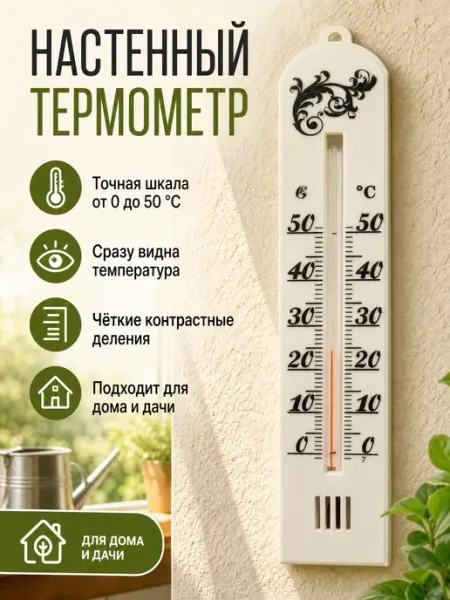 Термометр комнатный пластиковый ЕВРОГЛАСС