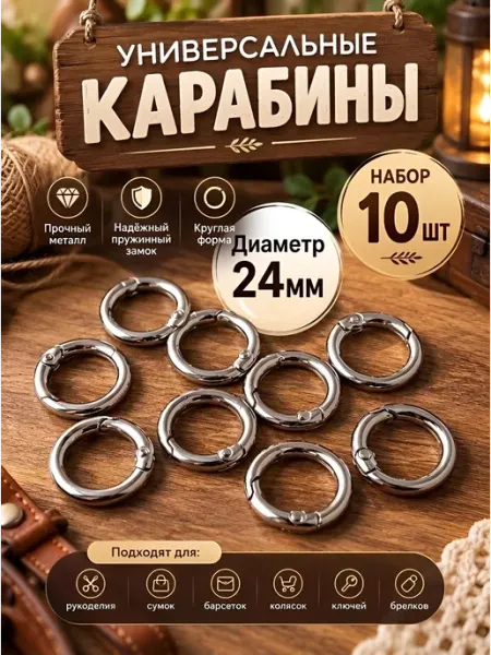 Серые кольцо карабин для сумки 10 штук 24 мм