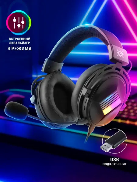 Игровые наушники проводные с микрофоном Flux