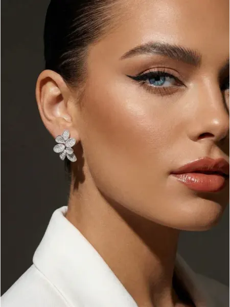 Серьги бижутерия крупные стильные цветы IKiss Jewelry