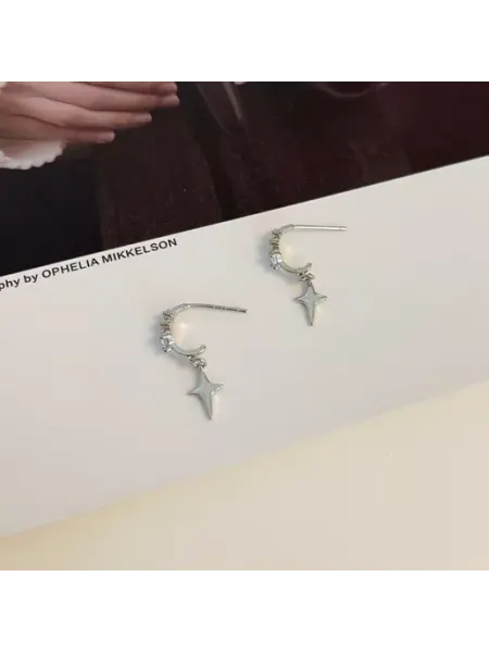 Серьги корейские кресты кольца длинные висячие аниме be self true jewel