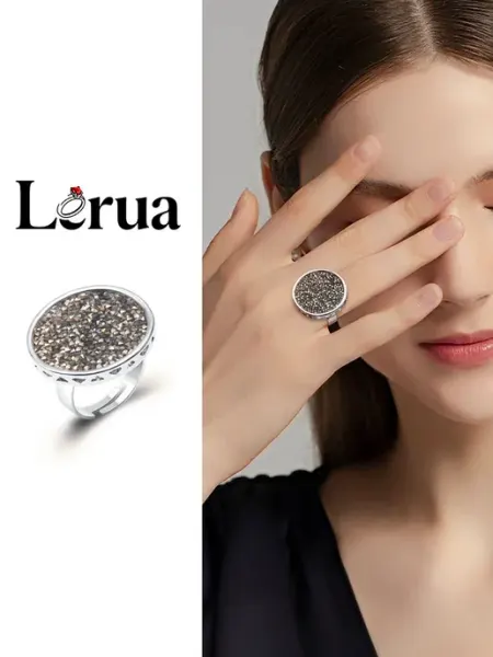 Кольцо серебристое с кристаллами бижутерия из меди Lerua