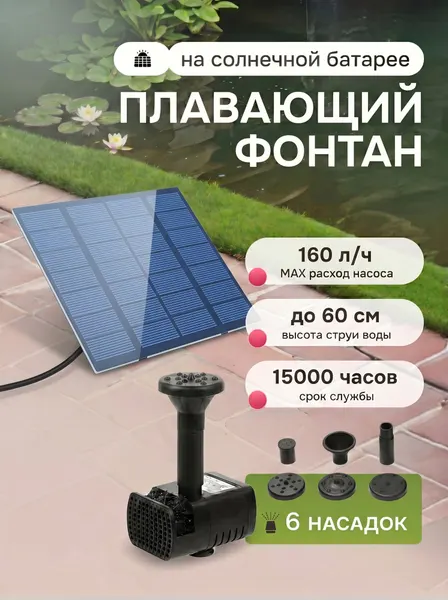 Фонтан Innopax Fontene, на солнечной батарее, пластик, черный